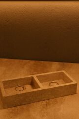 Doğal traverten çift bölme organizer