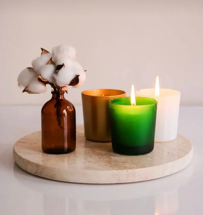 Yuvarlak dekoratif 35 cm traverten mermer sunum tepsisi