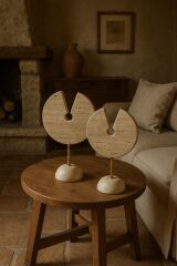 Traverten dekoratif disk 2 li set