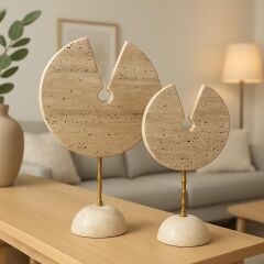 Traverten dekoratif disk 2 li set