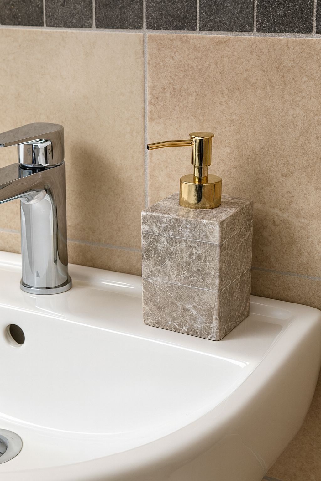 Doğal traverten sıvı sabunluk traverten kare sıvı sabunluk GOLD
