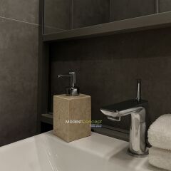 Doğal traverten sıvı sabunluk traverten kare sıvı sabunluk Gümüş