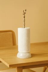 Beyaz mermer havluluk küre ayaklı GOLD uçan geyik objeli