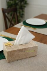 Doğal traverten mermer peçetelik mendil kutusu GOLD melek kanatlı