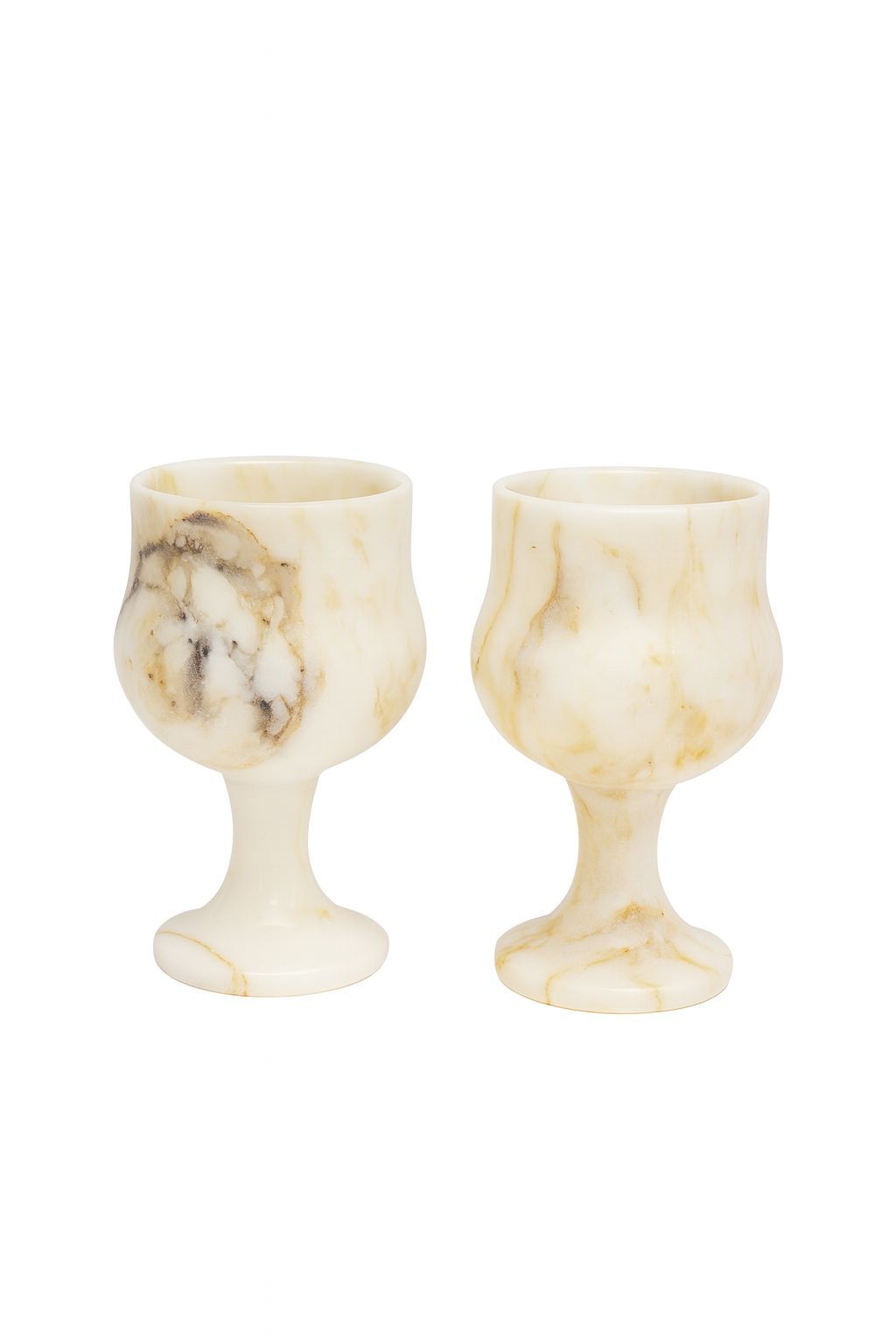 %100 doğal mermer krem kadeh 2'li set