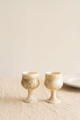 %100 doğal mermer krem kadeh 2'li set