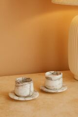 Leylak mermer 2'li fincan seti