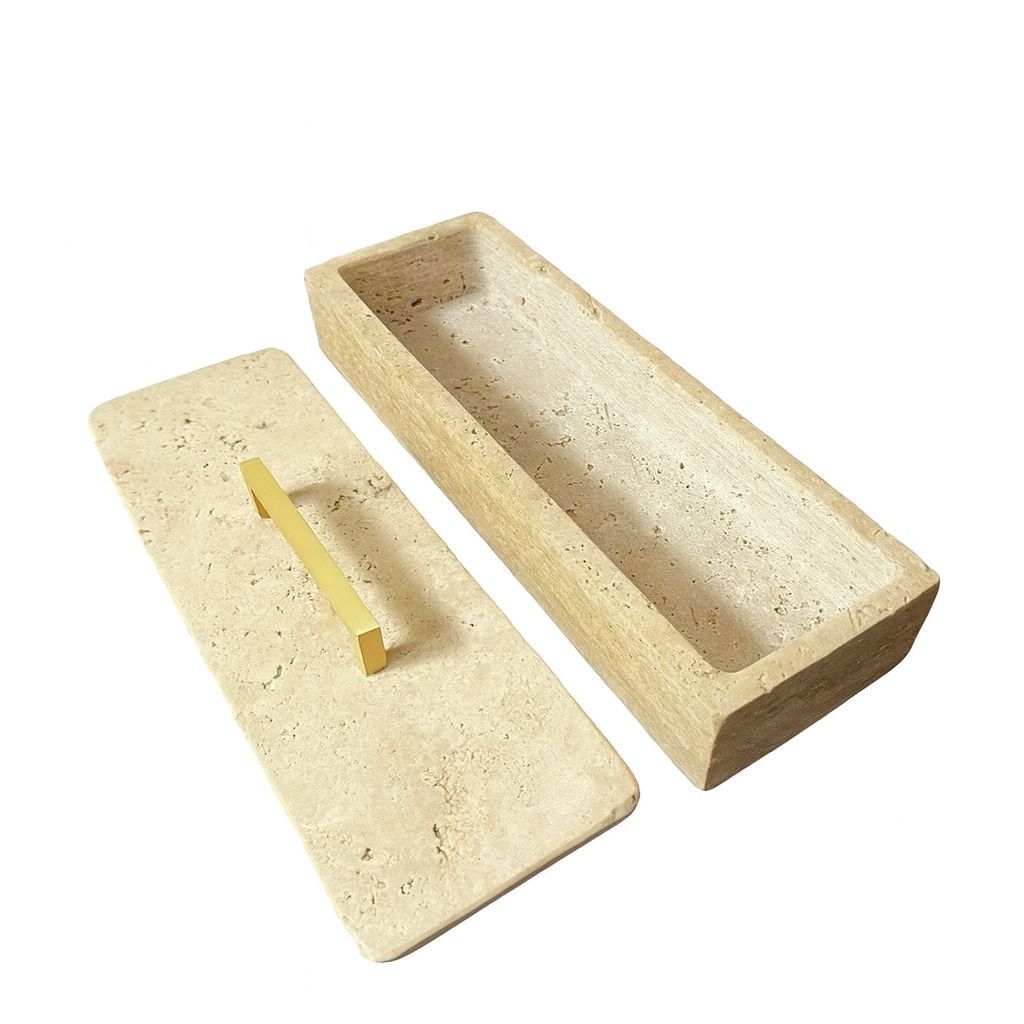 Doğal traverten kapaklı kutu, organizer, takı kutusu