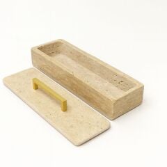 Doğal traverten kapaklı kutu, organizer, takı kutusu