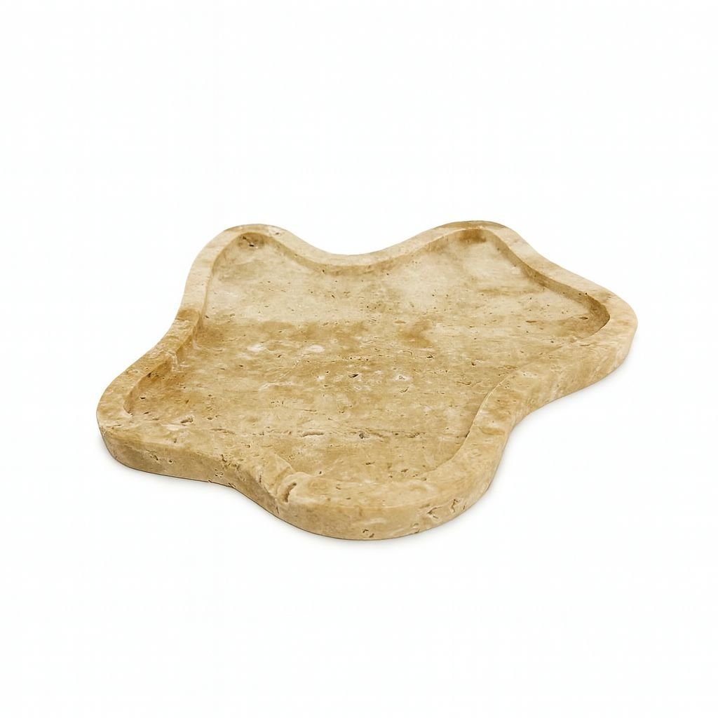 Traverten dalgalı sunum tabağı, düzenleyici tepsi