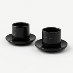 Siyah mermer kulpuz fincan takımı 2'li set