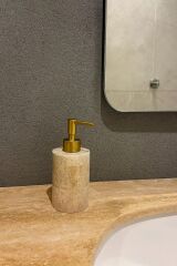Doğal traverten sabunluk Bronz başlıklı şık banyo aksesuarı