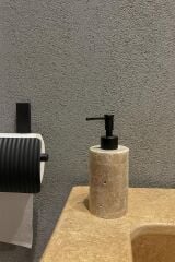 Doğal traverten sabunluk MAT SİYAH başlıklı şık banyo aksesuarı
