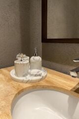 Leylak  mermer GÜMÜŞ ginko objeli banyo 5'li banyo seti