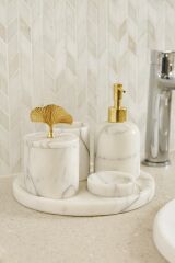 Leylak mermer GOLD ginko objeli 5'li banyo seti