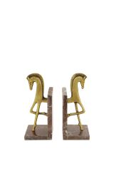 Antik at figürlü mermer kitap tutucu seti (2'li)