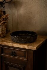 Siyah patlatma kase Siyah doğal taş kase