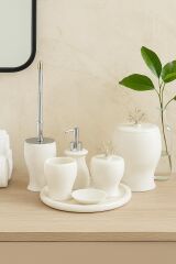 Beyaz mermer banyo seti - 7 praça klasik tasarım