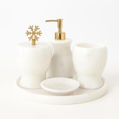 Beyaz mermer banyo seti - 5'li set