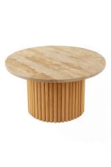 Traverten Üstlü Kayın Ayaklı Orta Sehpa