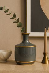 Gri Altın desenli dekoratif VAZO