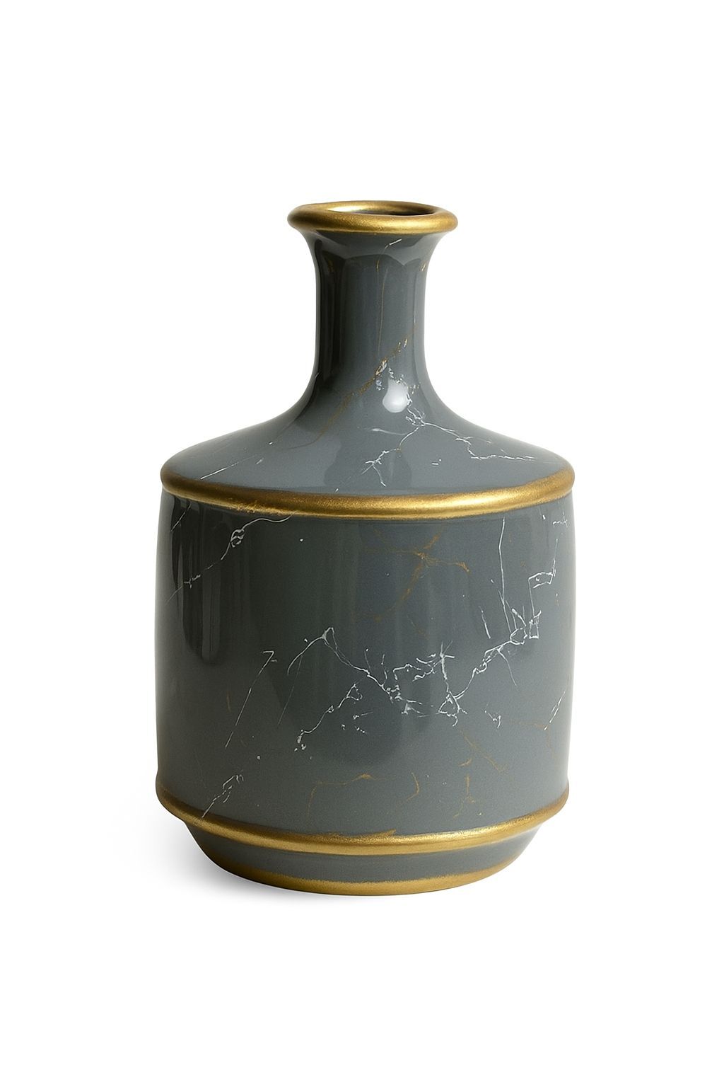 Gri Altın desenli dekoratif VAZO