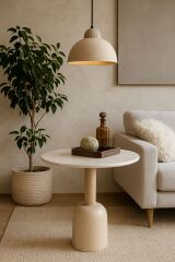 Bej mermer sehpa - Kadeh ayaklı orta sehpa