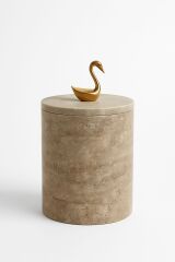 Doğal Traverten çöp kovası - GOLD Kuğu obje