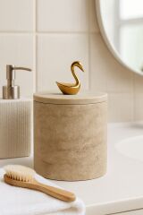 Doğal Traverten çöp kovası - GOLD Kuğu obje