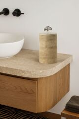 Doğal Traverten çöp kovası - GÜMÜŞ Ginko obje