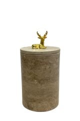Doğal Traverten çöp kovası - GOLD Geyik obje