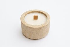 Ud aşk esanslı yuvarlak traverten mum