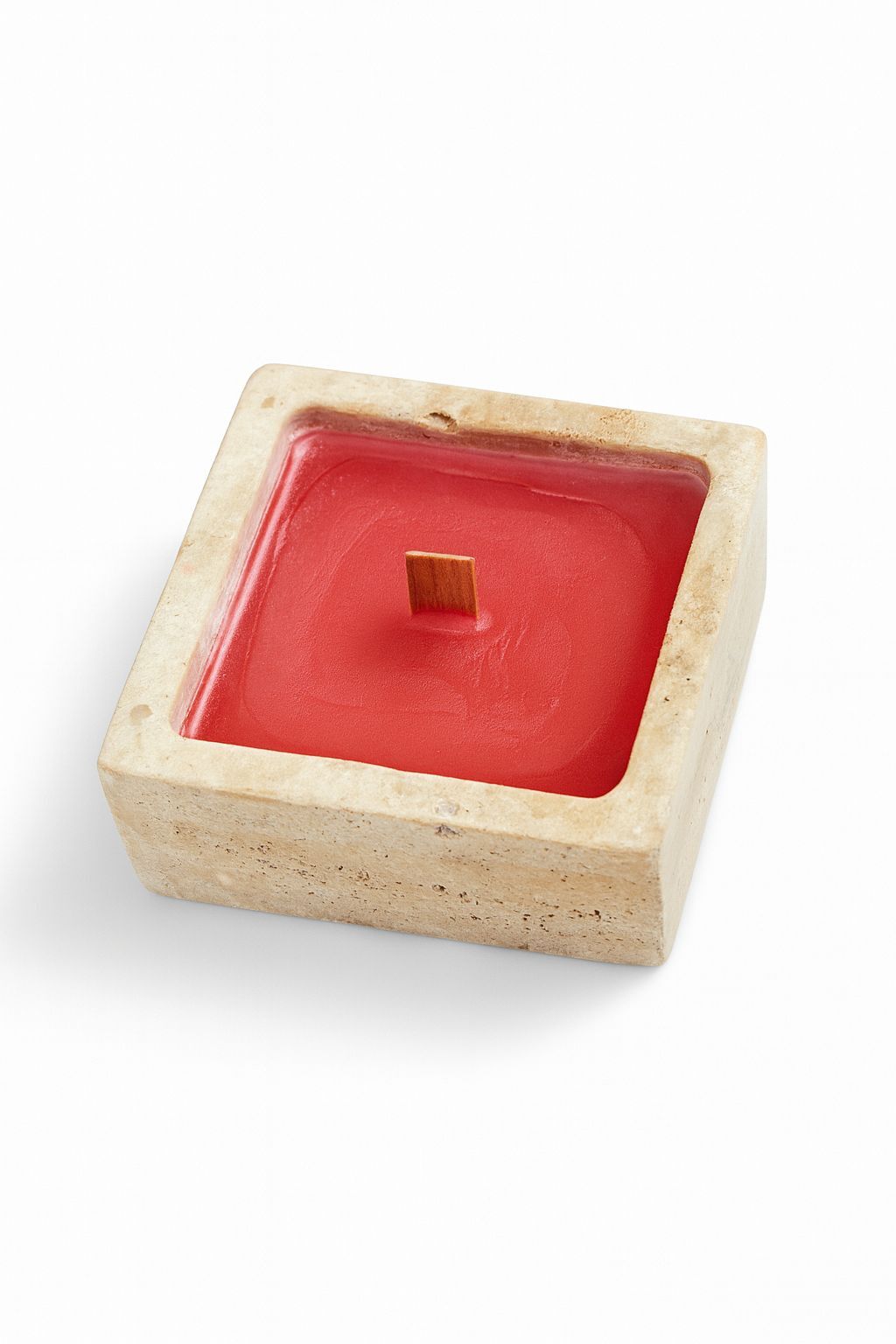 Ud aşk esanslı doğal traverten kırmızı mum