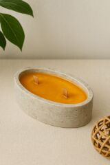 Doğal traverten Oval aromaterapi mum Ananas esanslı