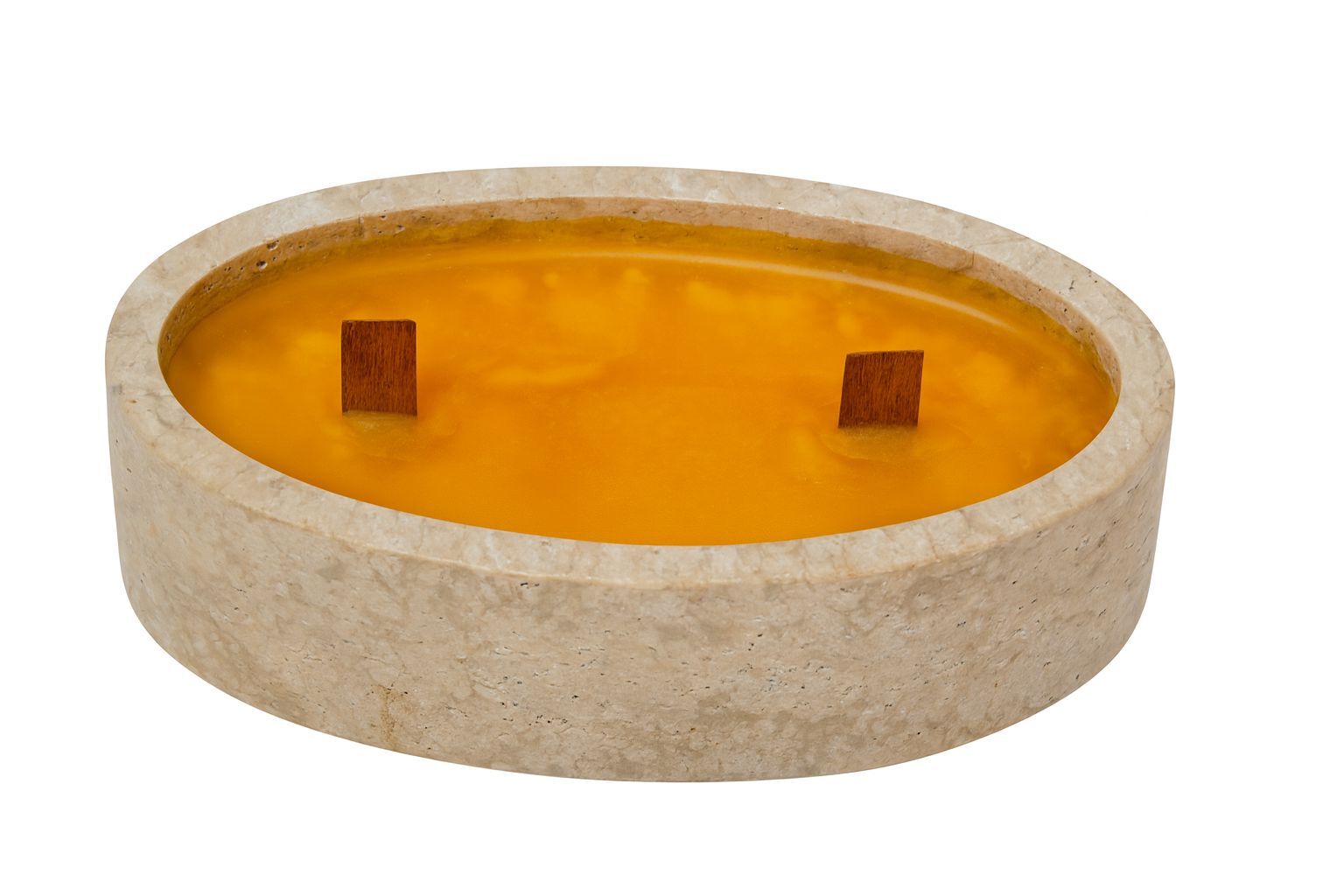 Doğal traverten Oval aromaterapi mum Ananas esanslı