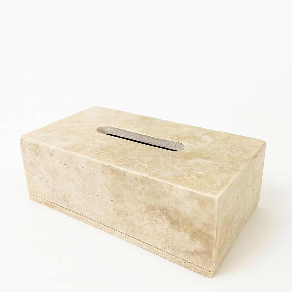 Doğal traverten peçetelik - Traverten mendil kutusu