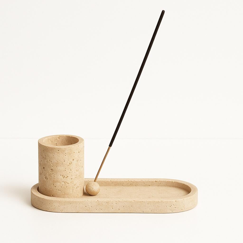 Traverten tütsülük - dekoratif set