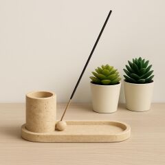 Traverten tütsülük - dekoratif set