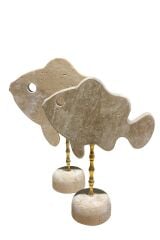 Doğal Traverten Balık dekoratif set - 2'li set