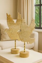 Doğal traverten kuş dekor - 2'Lİ dekoratif set