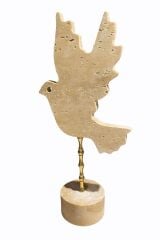 Doğal traverten kuş dekor - 2'Lİ dekoratif set
