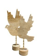 Doğal traverten kuş dekor - 2'Lİ dekoratif set