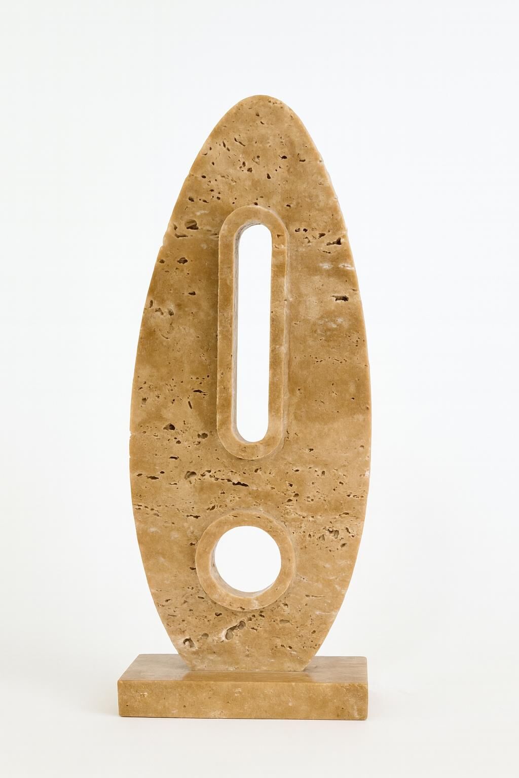 Traverten obje - Oval oyuk tasarım