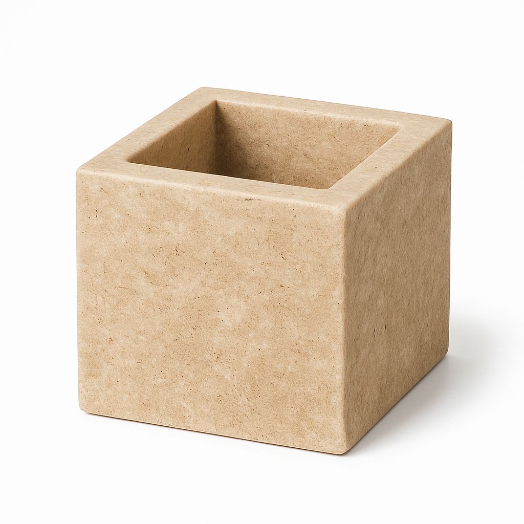 Traverten kare Diş Fırçalık – Doğal Taş Banyo Aksesuarı