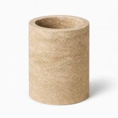 Traverten yuvarlak Diş Fırçalık – Doğal Taş Banyo Aksesuarı