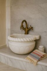 Doğal beyaz mermer hamam kurnası