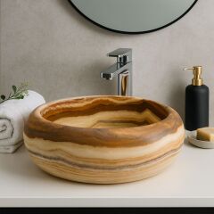Doğal Oniks Taş Kurna / Lavabo