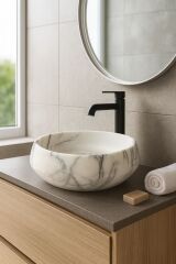 Doğal mermer kurna - Leylak mermer lavabo havzası