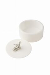 Beyaz mermer kutu - Dekoratif gümüş geyik obje kutu