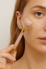 Doğal Pembe Kuvars Gua Sha Yüz ve Boyun Masaj Taşı - 2'Lİ SET